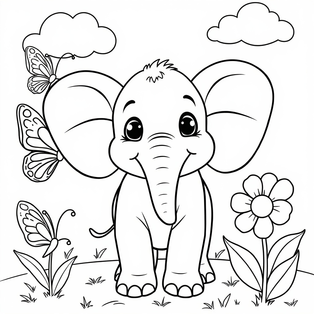 Elephant's Happy Day colored preview