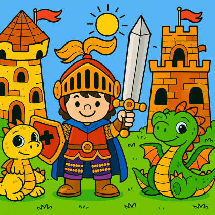 Knight and Dragon Adventure colored preview