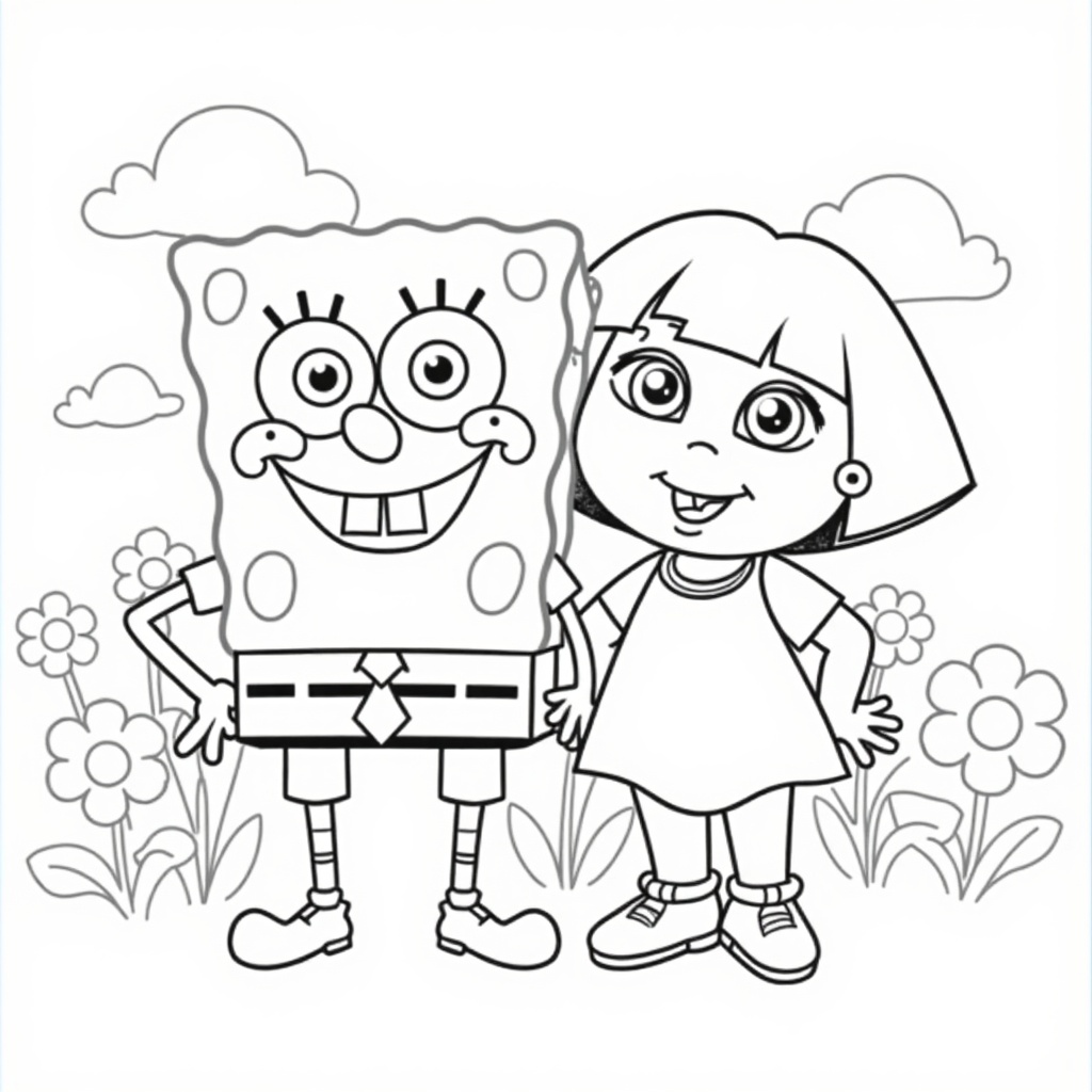 SpongeBob and Dora's Adventure colored preview
