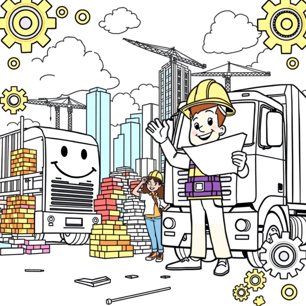 Happy Truck at the Construction Site