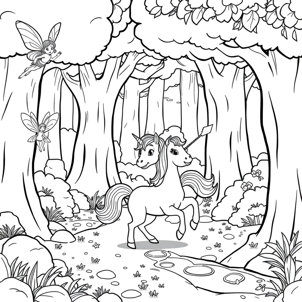 Unicorn in the Enchanted Forest